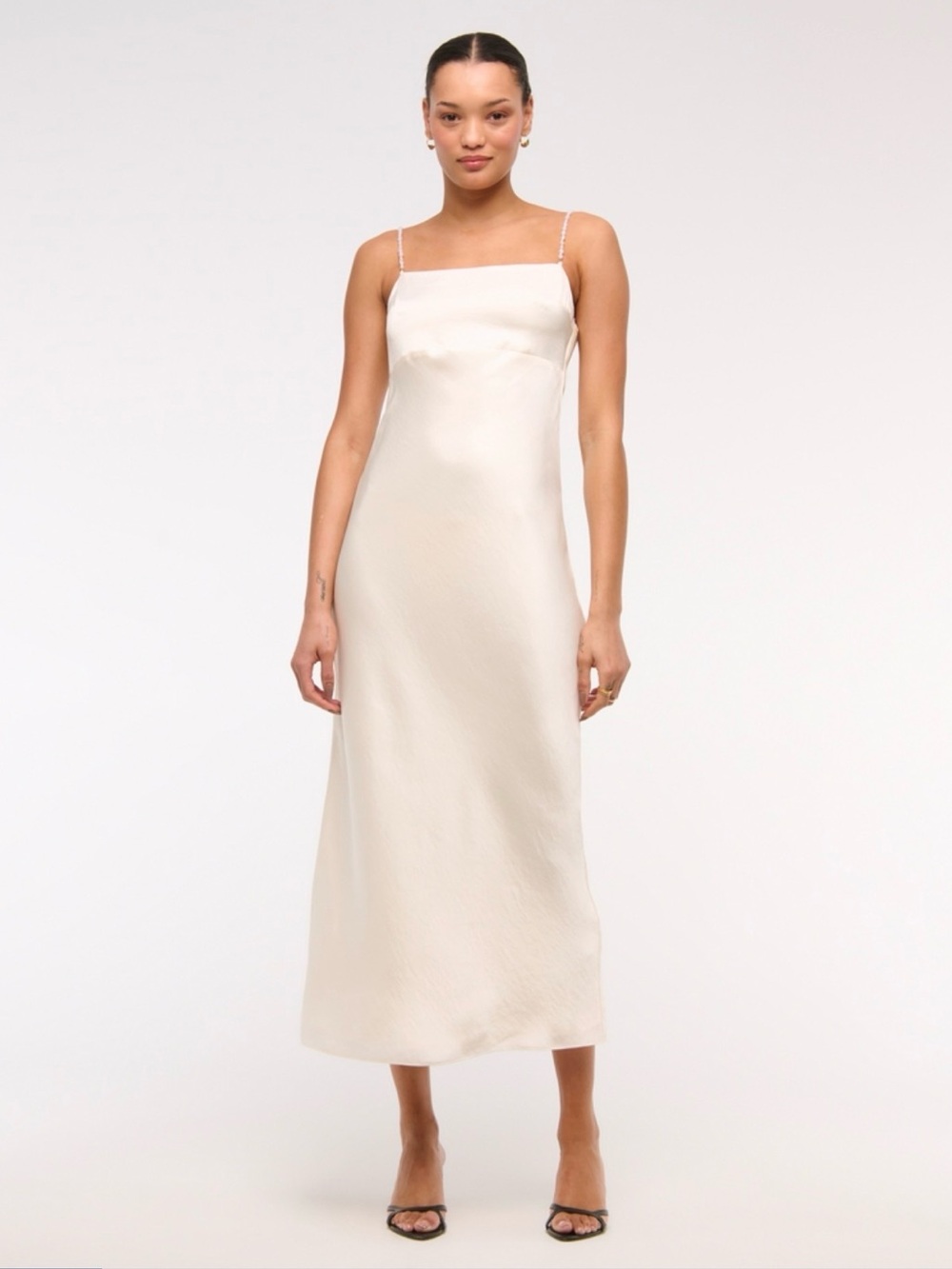 Abercrombie & Fitch Satin Cream Slip Maxi Dress